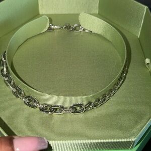 Swarovski Silver Chain Necklace and Bracelet